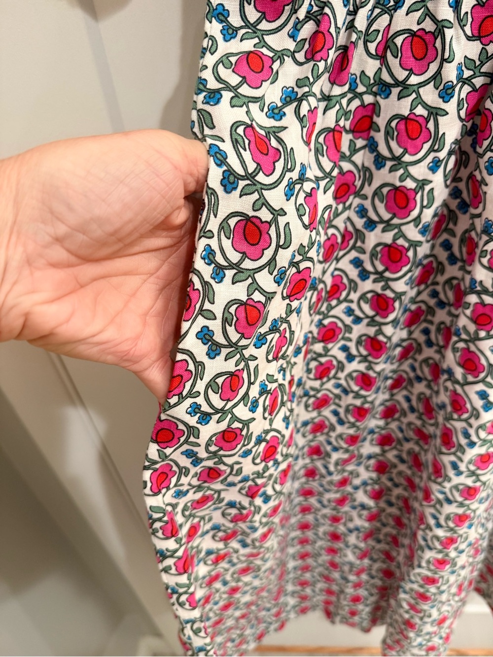 Boden Pink Floral Smocked Midi Dress with Pockets! - Picture 6 of 7